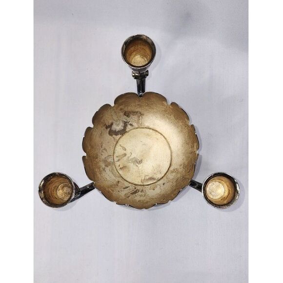 Vintage Italy FB Rogers Lotus Candelabra Candleholder Silver Plated Brass - Picture 3 of 6